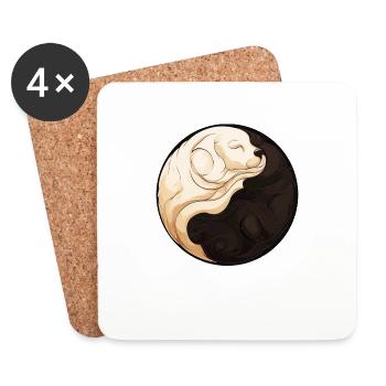 Yin Yang Puppy - Coasters (set of 4) - white - Front