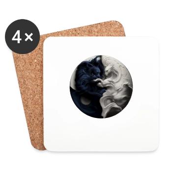 Yin Yang Black White - Coasters (set of 4) - white - Front