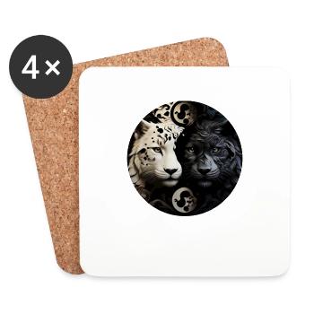Yin Yang Wild Cats - Coasters (set of 4) - white - Front