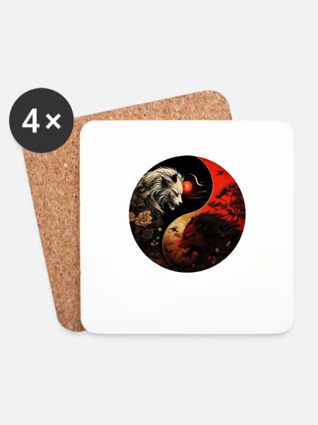 Yin Yang - Untersetzer (4er-Set) - Weiß