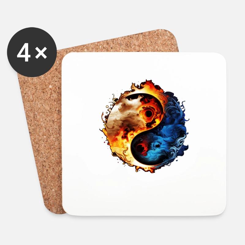 Yin Yang - Untersetzer (4er-Set) - Weiß