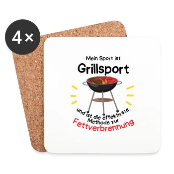 Mein Sport ist Grillsport - Untersetzer (4er-Set) - Weiß - Vorne