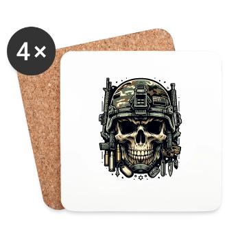 Soldier's Legacy: Camo Skull - Coasters (set of 4) - white - Front