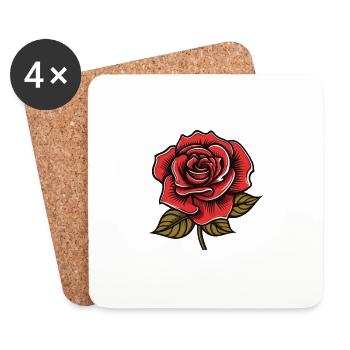 Amour de la rose - Dessous de verre (lot de 4) - blanc - Devant