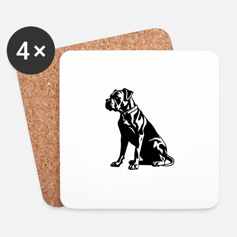 Boxer Hund - Untersetzer (4er-Set) - Weiß