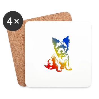 Yorkshire Terrier Hund Bunt - Untersetzer (4er-Set) - Weiß - Vorne