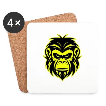 Monkey Head Portrait Icon - Coasters (set of 4) - white - Front