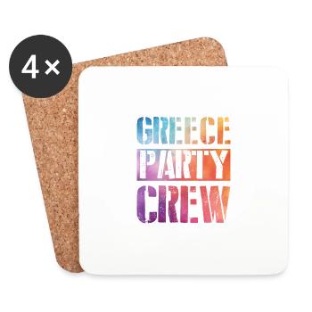 Équipe de fête en Grèce - Dessous de verre (lot de 4) - blanc - Devant