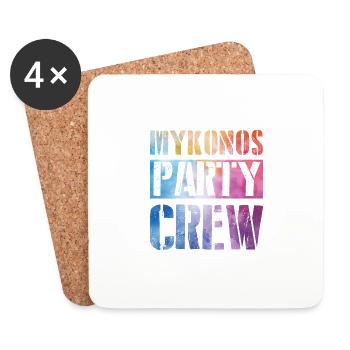 Équipe de fête de Mykonos - Dessous de verre (lot de 4) - blanc - Devant