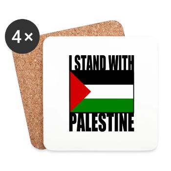 I stand with palestine - Dessous de verre (lot de 4) - blanc - Devant