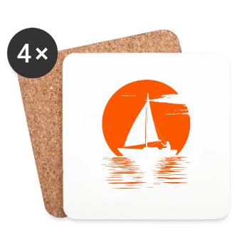 Sailboat Motif - Coasters (set of 4) - white - Front