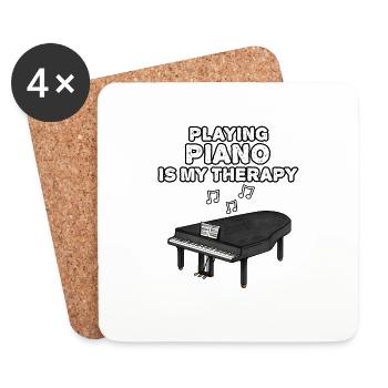Playing Piano Is My Therapy, Pianist Funny - Coasters (set of 4) - white - Front