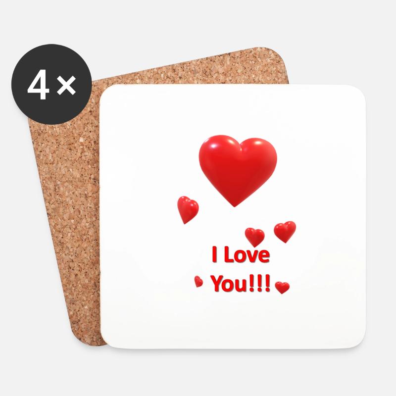 I Love you - Untersetzer (4er-Set) - Weiß