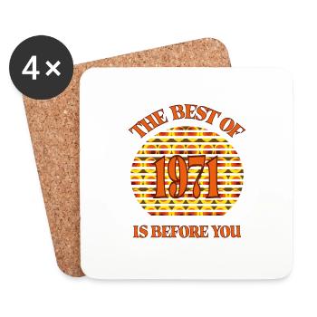 Year of birth 1971 Vintage Retro, birth, birthday - Coasters (set of 4) - white - Front