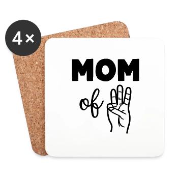 Mom of Three 3 Mom - Untersetzer (4er-Set) - Weiß - Vorne
