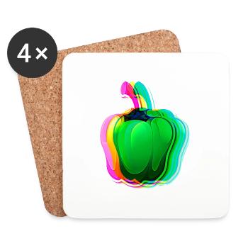 Habanero,chilli, colorful, gradient,shine - Coasters (set of 4) - white - Front