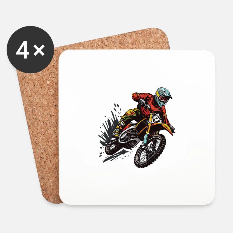 Motocross Sport - Untersetzer (4er-Set) - Weiß