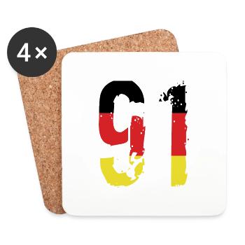 91 Numéro Allemagne Maillot - Dessous de verre (lot de 4) - blanc - Devant
