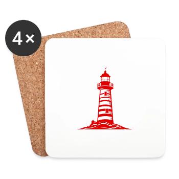 Icône de la côte du phare - Dessous de verre (lot de 4) - blanc - Devant