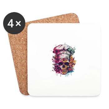 Crâne de chef - Dessous de verre (lot de 4) - blanc - Devant
