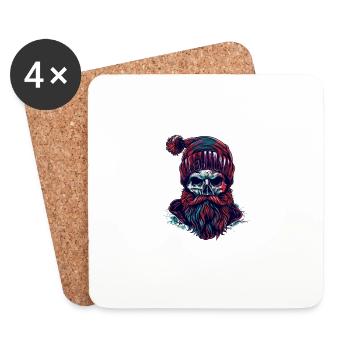 Lumberjack Skull - Coasters (set of 4) - white - Front