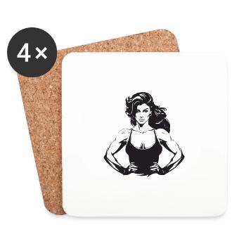 Fitness Frau Muskeln Bodybuilding Gym - Untersetzer (4er-Set) - Weiß - Vorne