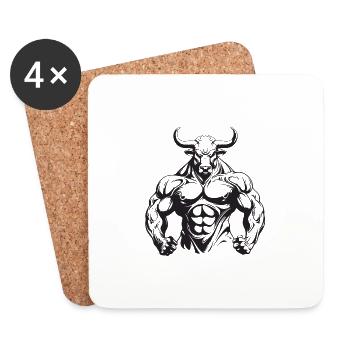 Bull Muscles Taurus Gym Bodybuilding - Coasters (set of 4) - white - Front
