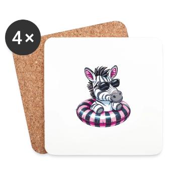 Zebra Sommer Comic - Untersetzer (4er-Set) - Weiß - Vorne