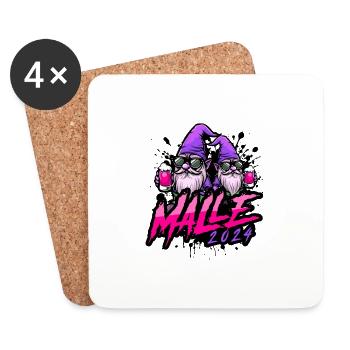 Malle 2024 Zwerge Bier - Untersetzer (4er-Set) - Weiß - Vorne