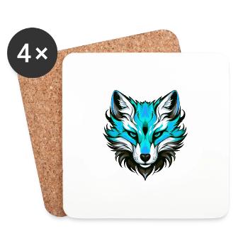 Fox Portrait Colorful - Coasters (set of 4) - white - Front