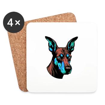 Doberman Hund Porträt Bunt - Untersetzer (4er-Set) - Weiß - Vorne