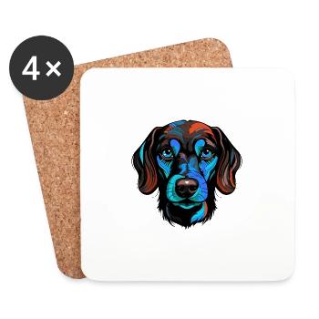 Teckel chien portrait teckel coloré - Dessous de verre (lot de 4) - blanc - Devant