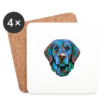 Portrait de chien labrador coloré - Dessous de verre (lot de 4) - blanc - Devant