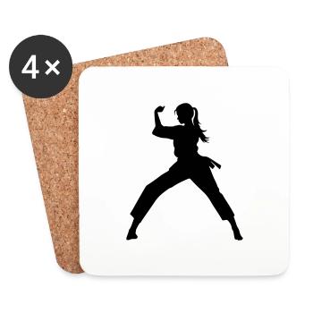 Karate Woman Symbol - Coasters (set of 4) - white - Front