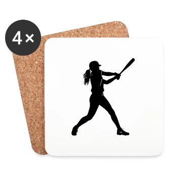 Icône de la femme de baseball - Dessous de verre (lot de 4) - blanc - Devant