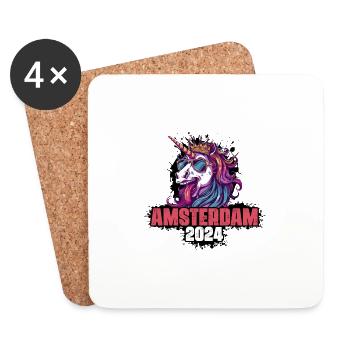 Amsterdam 2024 Licorne - Dessous de verre (lot de 4) - blanc - Devant