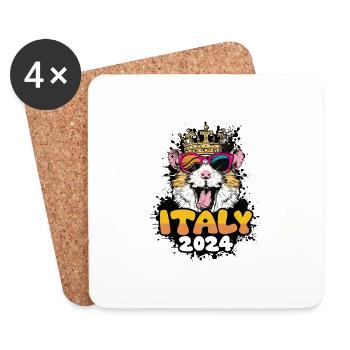 Italie 2024 Hamster - Dessous de verre (lot de 4) - blanc - Devant