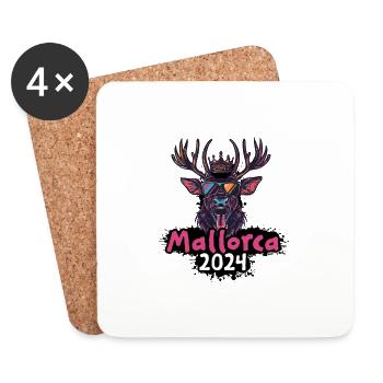 Majorque 2024 Cerf - Dessous de verre (lot de 4) - blanc - Devant