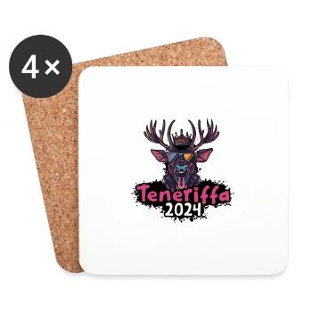 Teneriffa 2024 Hirsch - Untersetzer (4er-Set) - Weiß - Vorne