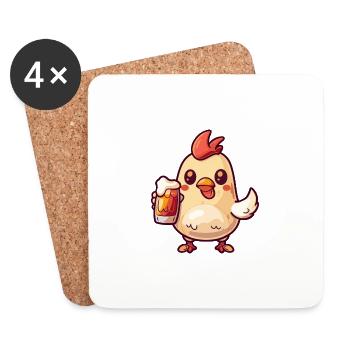 Chicken Beer Comic Party - Coasters (set of 4) - white - Front