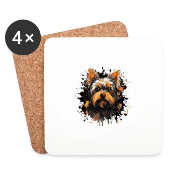 Yorkshire Terrier Hund Porträt - Untersetzer (4er-Set) - Weiß - Vorne
