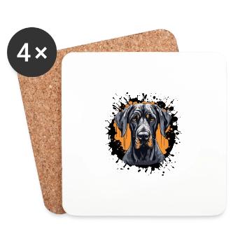 Great Dane Hund Porträt - Untersetzer (4er-Set) - Weiß - Vorne