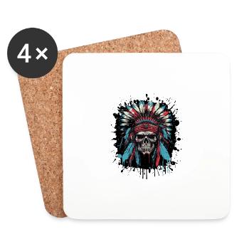 Portrait de chef indien Apache mort - Dessous de verre (lot de 4) - blanc - Devant