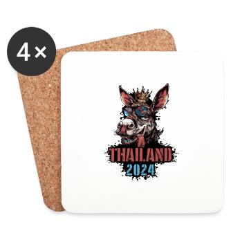 Thailand 2024 Urlaub Esel - Untersetzer (4er-Set) - Weiß - Vorne