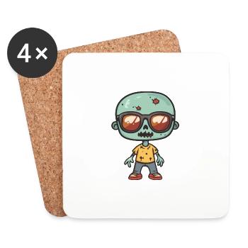 Zombie Halloween Cool - Dessous de verre (lot de 4) - blanc - Devant