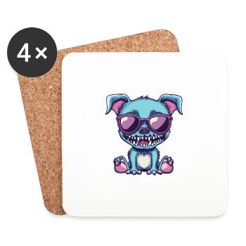 Dog Halloween Zombie Cool - Coasters (set of 4) - white - Front