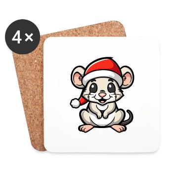 Mouse Christmas - Coasters (set of 4) - white - Front