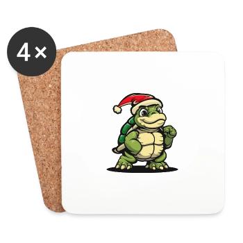 Turtle Christmas - Coasters (set of 4) - white - Front
