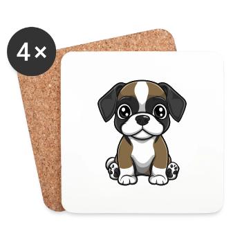 Boxer Chien Bande Dessinée Bébé - Dessous de verre (lot de 4) - blanc - Devant