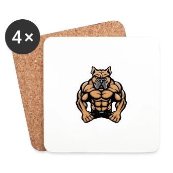Bulldog Hund Muskeln Bodybuilding - Untersetzer (4er-Set) - Weiß - Vorne